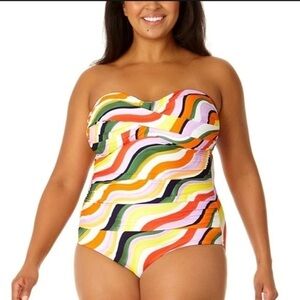 Anne Cole Twist Shirred One Piece Size 16
